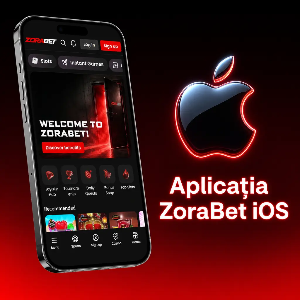 Aplicația ZoraBet iOS pe iPhone și iPad cu pariuri sportive, cazinou, live casino și casierie