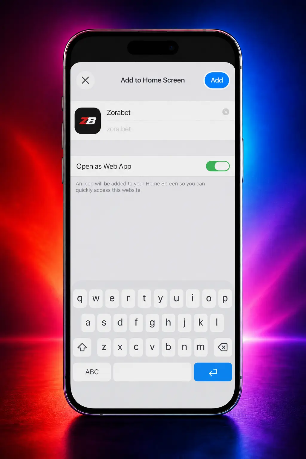Ghid vizual cu 5 pași pentru descărcarea aplicației ZoraBet pe iOS, iPhone și iPad